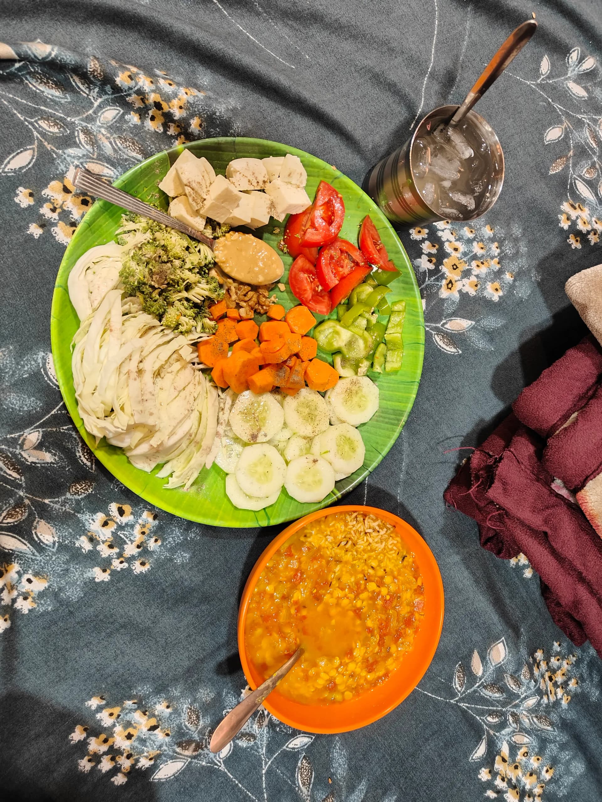 Fresh salad plate with copper glass